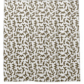 Kuba Style Pattern 121019 - Donkerbruin op wit Douchegordijn (Voorkant)