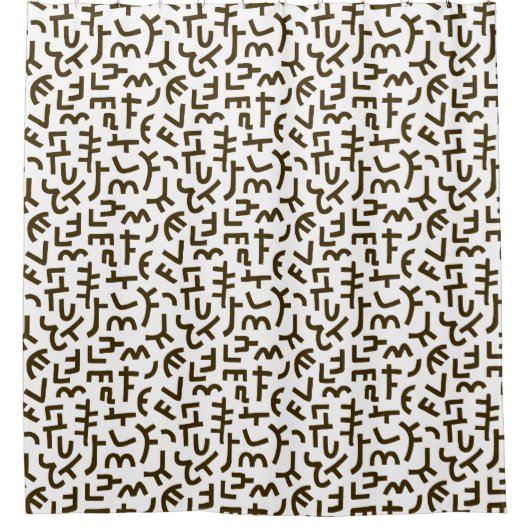 Kuba Style Pattern 121019 - Donkerbruin op wit Douchegordijn (Voorkant)