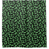 Kuba Style Pattern 121019 - Mint Green on Black Douchegordijn (Voorkant)
