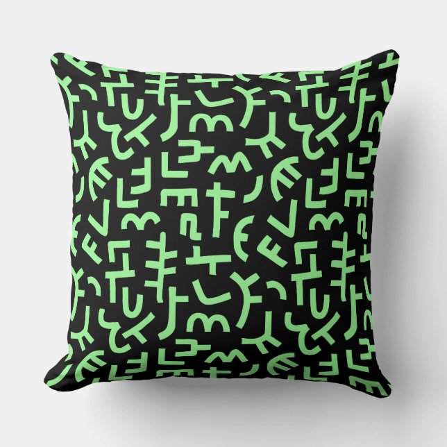 Kuba Style Pattern 121019 - Mint Green on Black Kussen (Voorkant)