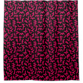 Kuba Style Pattern 121019 - Neon Red on Black Douchegordijn (Voorkant)