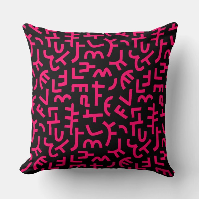 Kuba Style Pattern 121019 - Neon Red on Black Kussen (Voorkant)