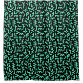 Kuba Style Pattern 121019 - Turquoise op Black Douchegordijn (Voorkant)