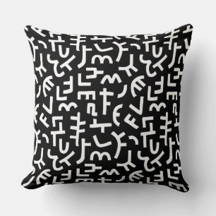Kuba Style Pattern 121019 - White on Black Kussen