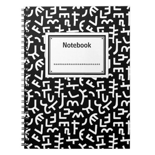 Kuba Style Pattern 121019 - White on Black Notitieboek (Voorkant)