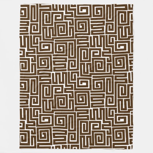 Kuba Style Pattern 280922 - Donkerbruin op wit Fleece Deken (Voorkant)