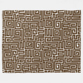 Kuba Style Pattern 280922 - Donkerbruin op wit Fleece Deken (Voorkant (Horizontaal))