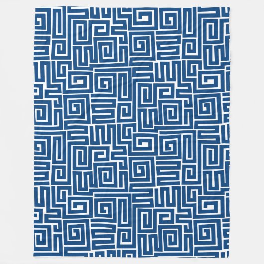 Kuba Style Pattern 280922 - Shibori Blue op White Fleece Deken (Voorkant)