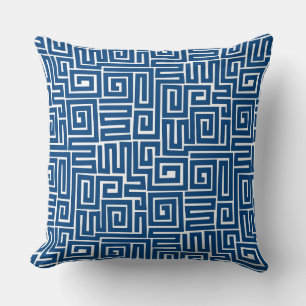 Kuba Style Pattern 280922 - Shibori Blue op White Kussen