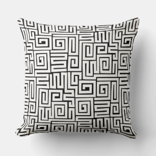 Kuba Style Pattern 280922 - White on Black Kussen