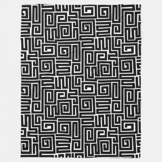 Kuba Style Pattern 280922 - zwart op wit Fleece Deken (Voorkant)