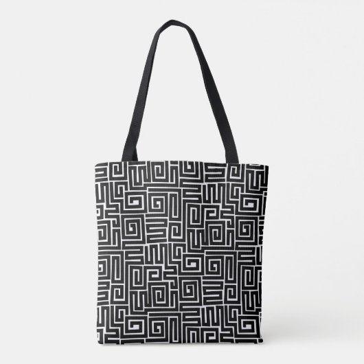 Kuba Style Pattern 280922 - zwart op wit Tote Bag (Achterkant)