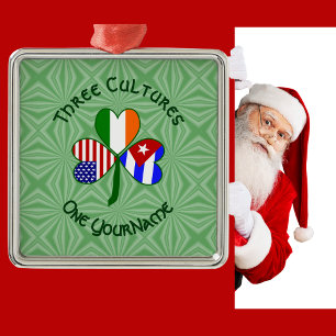 Kubaanse Ierse Amerikaanse Vlaggen Shamrock Jouw N Metalen Ornament