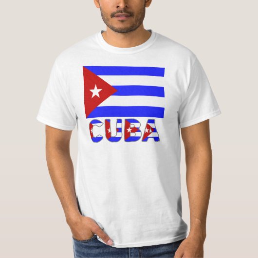 Kubaanse Vlag & Woord Licht T-shirt (Voorkant)