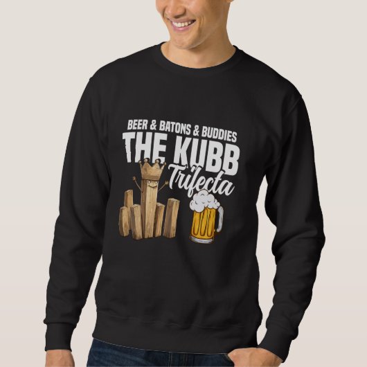 Kubb Set Lawn Game Player Yard Game Bier Drink Vik Trui (Voorkant)