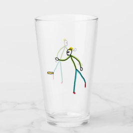 Kubb Spelende Stickman Glas