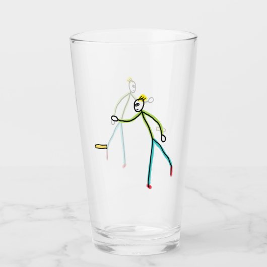 Kubb Spelende Stickman Glas (Voorkant)