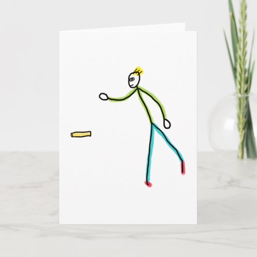 Kubb Spelende Stickman Kaart (Voorkant)