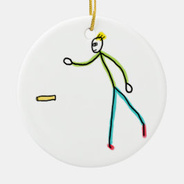 Kubb Spelende Stickman Keramisch Ornament
