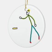Kubb Spelende Stickman Keramisch Ornament (Links)