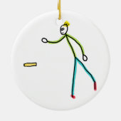 Kubb Spelende Stickman Keramisch Ornament (Achterkant)