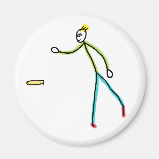 Kubb Spelende Stickman Magneet (Voorkant)