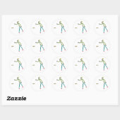 Kubb Spelende Stickman Ronde Sticker (Vel)