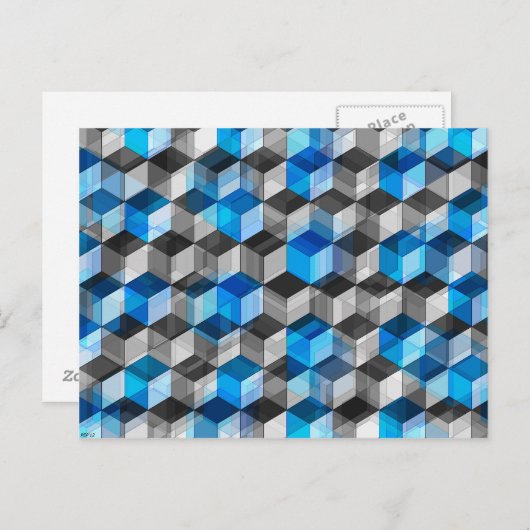 Kubben van grijs en blauw briefkaart (Voorkant / Achterkant)
