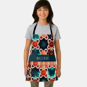 Kubieke bloemen rood bloemenretro patroon schort (Insitu)