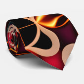 Kubieke bloemen rood bloemenretro patroon stropdas (Opgerold)