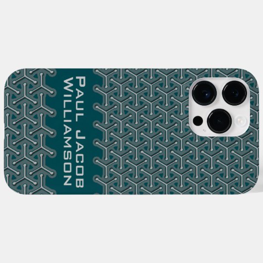 Kubieke staalnaam donkerblauwgroen gepatterd Case-Mate iPhone case (Achterkant (horizontaal))