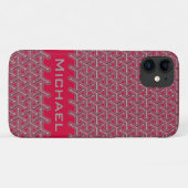 Kubisch jouw naam polymeer rood patroon Case-Mate iPhone case (Achterkant (horizontaal))