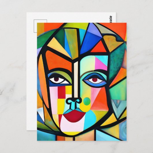 Kubisme Abstract gezicht Briefkaart (Voorkant / Achterkant)