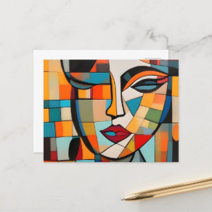 Kubisme Abstract Lady Face Briefkaart