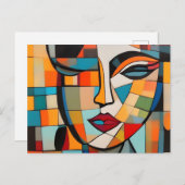 Kubisme Abstract Lady Face Briefkaart (Voorkant / Achterkant)