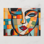 Kubisme Abstract Lady Face Briefkaart (Voorkant)
