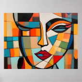 Kubisme Abstract Lady Face Poster (Voorkant)
