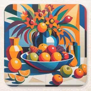 Kubisme Fruitschaal Bloemen Onderzetter Set