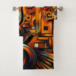 Kubisme Halloween Kat Bad Handdoek