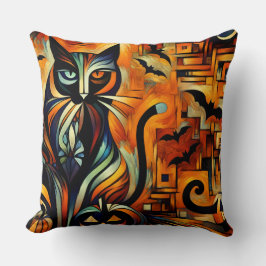 Kubisme Halloween Kat Kussen