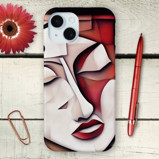Kubisme Hedendaagse Kunst Abstract Gezicht Telefoo Case-Mate iPhone Case