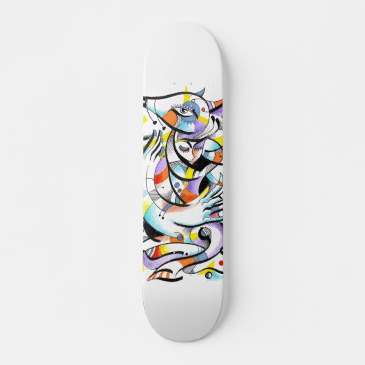 Kubisme hond skateboard dek (Voorkant)