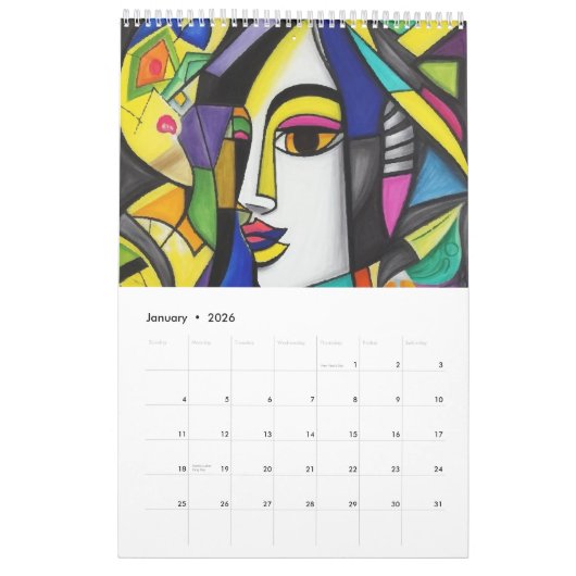 Kubisme in de stijl van Picasso. 2024 Kalender (Jan 2026)