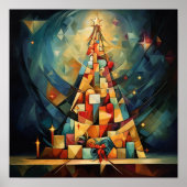 Kubisme Kerstboom Poster (Voorkant)