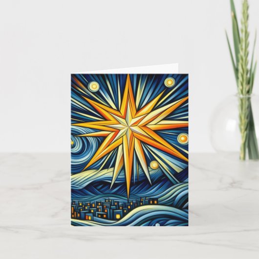 Kubisme Kunst Kerstster Kaart (Voorkant)