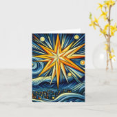 Kubisme Kunst Kerstster Kaart (Gele Bloem)
