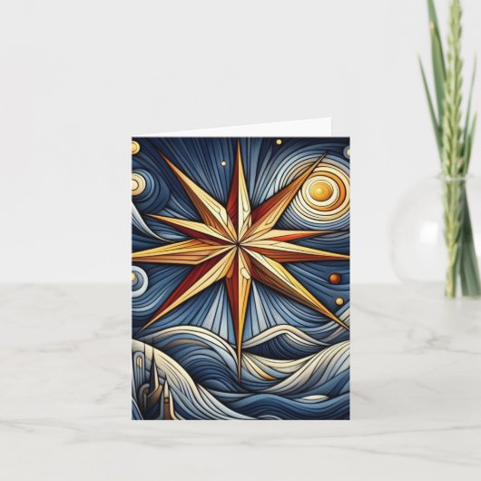 Kubisme Kunst Kerstster Kaart (Voorkant)