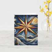 Kubisme Kunst Kerstster Kaart (Gele Bloem)