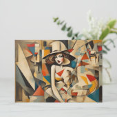  kubisme kunst stijlvol abstract elke gelegenheid feestdagenkaart (Staand voorkant)