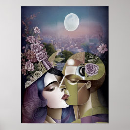 Kubisme ontmoet Cyberpunk Poster